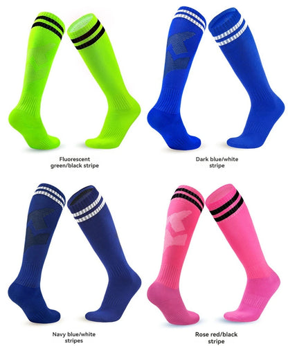 Loogdeel Kids Youth Adult Soccer Socks Stripe Knee High Softball Baseball Sports Socks Breathable Football Socks for Men Women