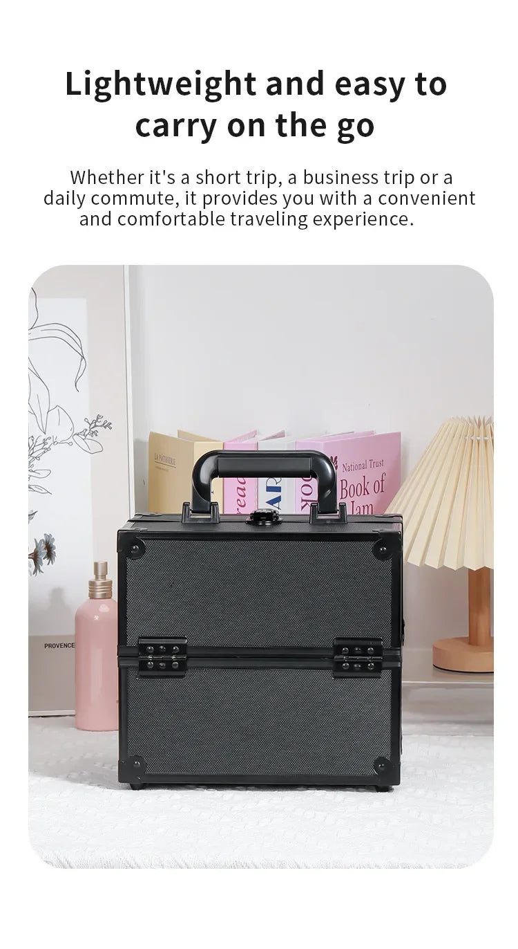 Large Capacity Three-Layer Aluminum Alloy Makeup Artist Tool Box Tattoo Cosmetics Nail Art Storage Box Beauty Pure Color Metal S