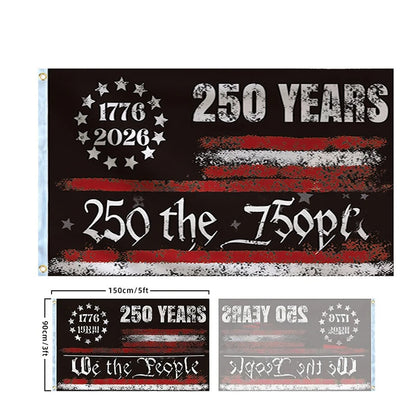 250 Years Commemorative Flag Usa Patriotic Banner Indoor Outdoor Flag Patriotic American 250th Anniversary Flag For Wall90x150CM