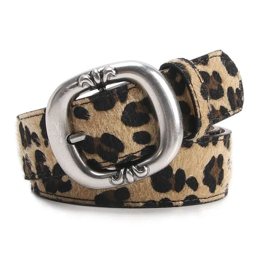 Leopard Print Belt Women's Fashion Casual Versatile Jeans Accessories Girdle Gothic Retro Pu Leather Pin Buckle Waistband