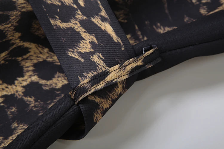 Kliou Leopard Print Trench Coat Woman Autumn Trend High Waist Bandage Cardigan Lapel Full Sleeve Street Fashion Style Clothing