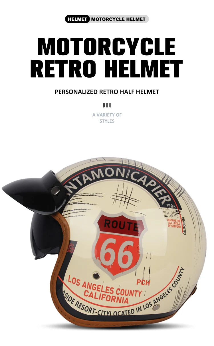 DOT Certificated Retro Motorcycle Helmet Cafe Racer Open Face Casco Moto Motorcycle Accessories Men Moto Helmets