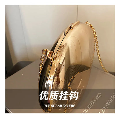 Designer Acrylic Shell Shape Clutch Bag Gold Silver Women Evening Party Bag Cute Shiny Metal Shoulder Crossbody Bags Small Purse