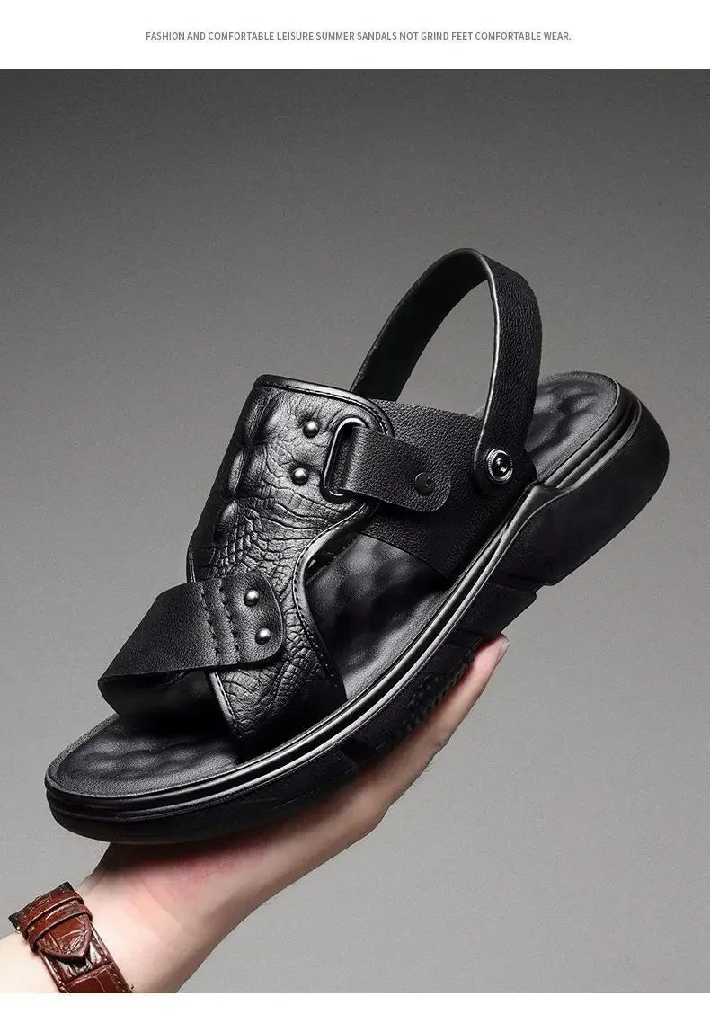 Men's Big Size Sandals Summer Classic Roman Slippers Comfortable Beach Outdoor Walking Shoes  Breathable Casual Slides
