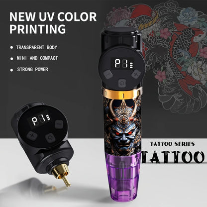 Valentine's Day Gift Wireless Tattoo Pen Set, 1500mAh Battery USB Charging, 20 Needles, 11-color Tattoo Ink And 20 Tattoo Cups,