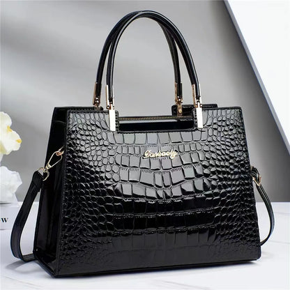 Luxury Bright Leather Ladies HandBags High-end Crocodile  Messenger Bags Boston Ladies Shopping Shoulder Tote Bags Crossbody Bag