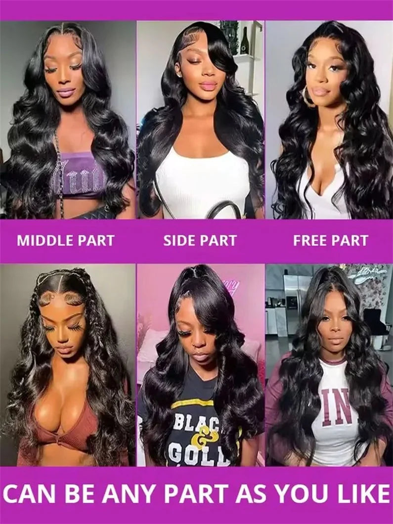 100% Human Hair Body Wave Lace Front Wig 300% Density 40 Inch Wigs 360 4x4 13x4 13x6 HD Lace Frontal Wig Brazilian Natural Black