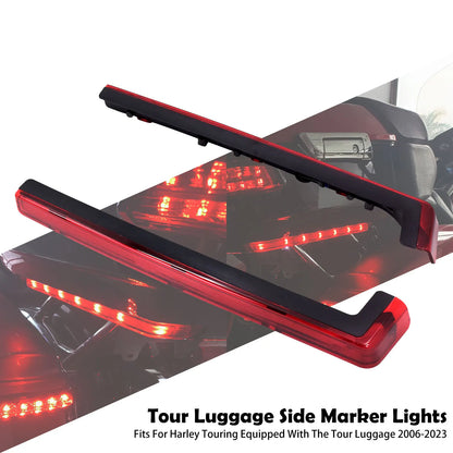 Motorcycle Tour Luggage Accent Side Panel LED Light Red/Smoke For Harley Touring Road King Road Glide FLHR FLHX FLTRX 2006-2025