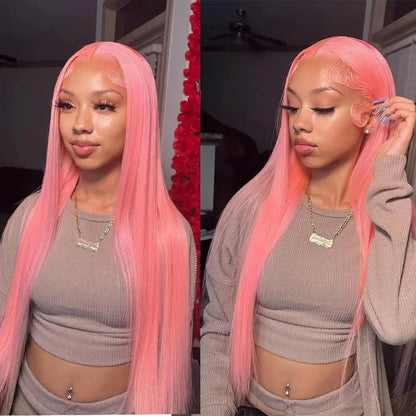 13x6 HD Lace Frontal Wig Pink Lace Front Wigs Human Hair 13x4 Staight Lace Front Wigs For Women Brazilian Colored Human Hair Wig