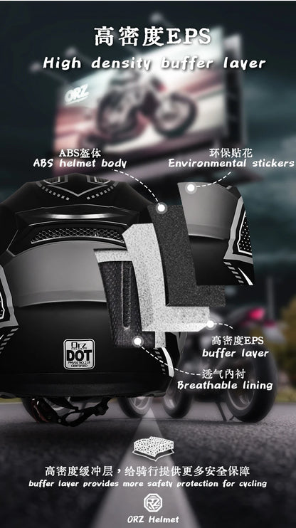 ORZ-705 Latest High Quality Motorcycle Helmet Half Covering Dual Lens Cascos para Motos Male Female Couple Capacetes de Moto