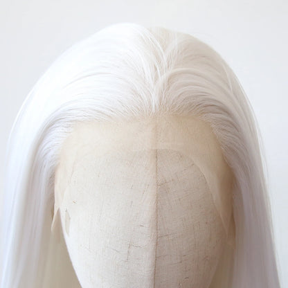 Pure White Synthetic Lace Front Wig 40inch Long Straight Snow White Lace Front Synthetic Wig Pre Plucked Natural Hairline
