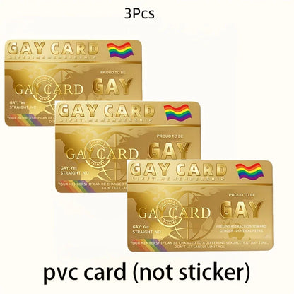 Gay Pride Lifetime Membership Cards Decorative PVC Non Sticker High End Golden Rainbow, PVC Material for LGBT Community Gift