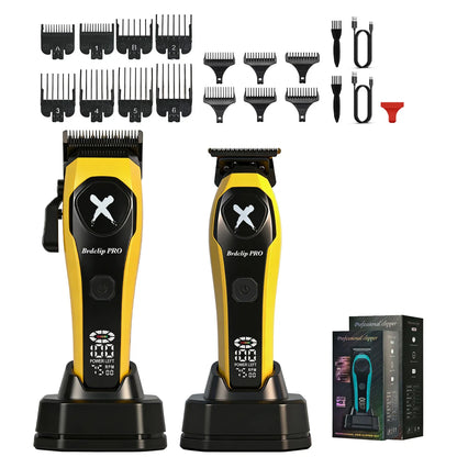 Professional BRDCLIP Barber Cordless Hair Clipper Kit DLC Ceramic Moving Blade Trimmer 75000RPM Grooming Tool Brushless Motor