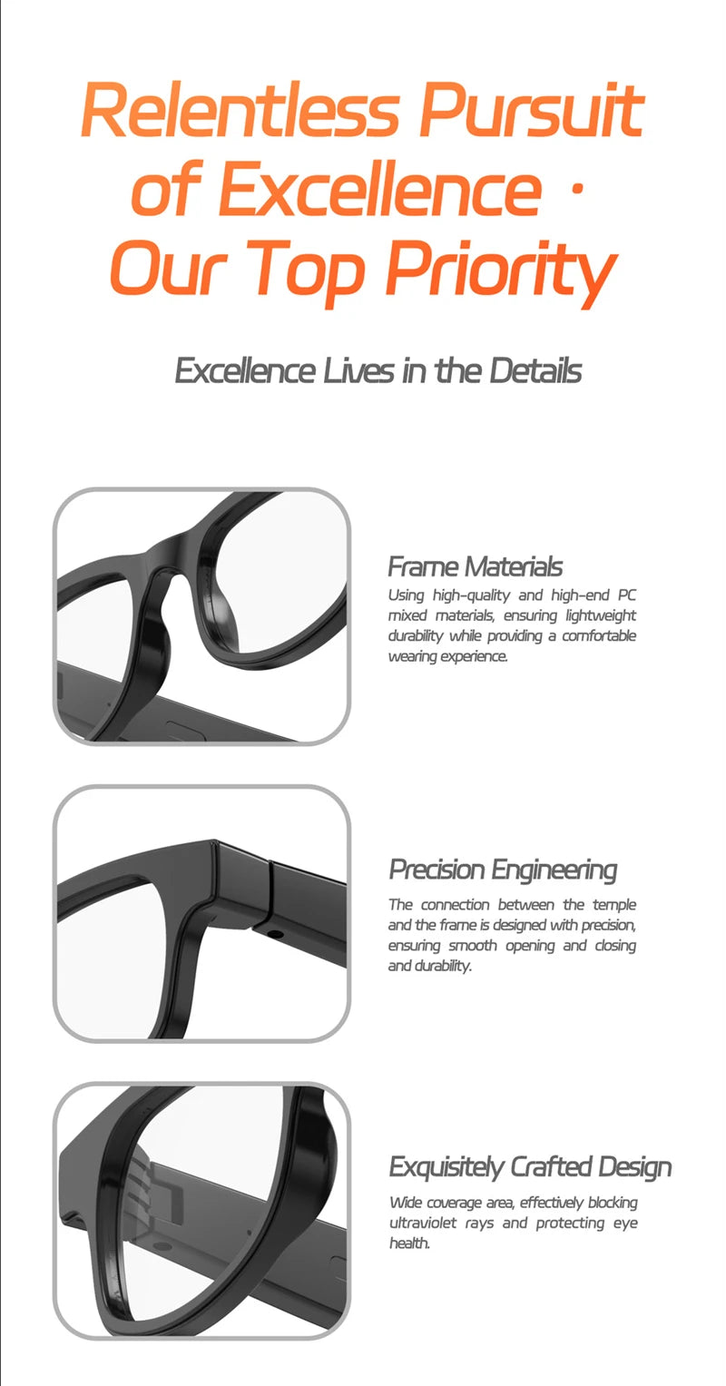 4K HD Smart Glasses AI GPT Camera Bluetooth Call 260Mah Battery Voice Assistant Translate Identify Objects Smart Glasses 2025