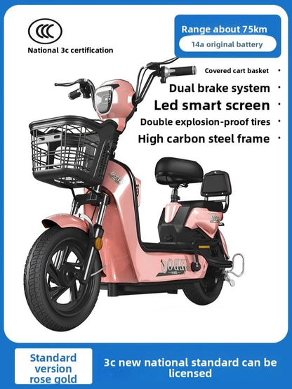 2024 New Model New National Standard Women's Compact Long-Range Electric Bicycle - Power-Assisted E-Scooter for Adult Females