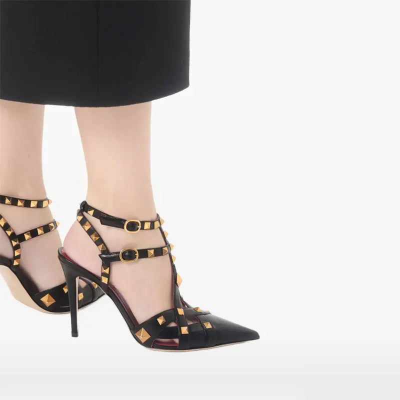 2026 Summer New Rivet Women's Pointed Stiletto Sandals Sexy Fashion Party Women's High Heel Sandals