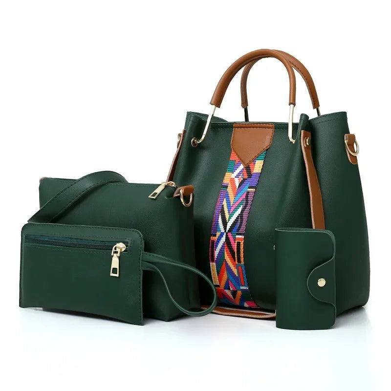 Fashionable Women's Shoulder Bag Hot Sale Of The Season New Style Mother-Child Multi-piece Set Colorful Ribbon Ladies Handbag Si