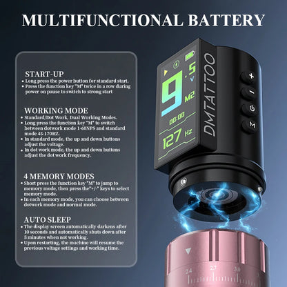 DM Venom 2.4-4.2MM Stroke Wireless Tattoo Machine LED Large Touch Screen 2300mAh Battery Suitable for Permanent Body Art