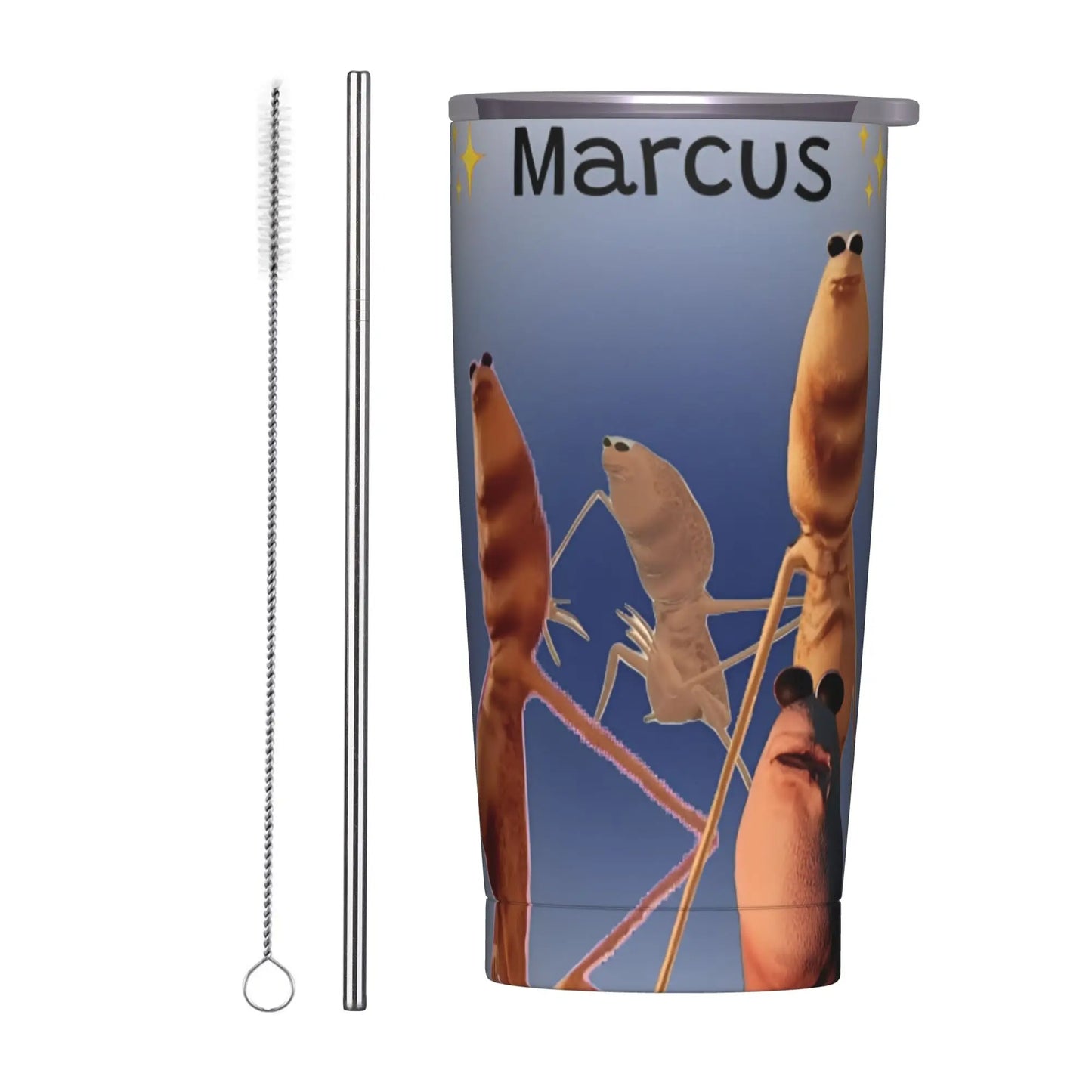 Marcus The Worm Christmas Meme  Tumbler With Straw  Stainless Steel Travel Mugs Double Wall Vacuum Insulated
