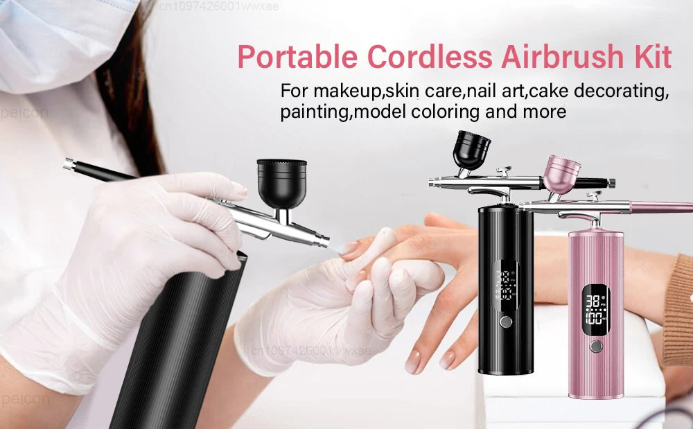 Airbrush Nail with Compressor Portable handheld Airbrush Rechargeable Sprayer Tool for Painting Nails Art Cake Tattoo Make