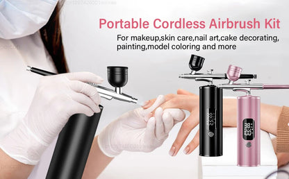 Airbrush Nail with Compressor Portable handheld Airbrush Rechargeable Sprayer Tool for Painting Nails Art Cake Tattoo Make