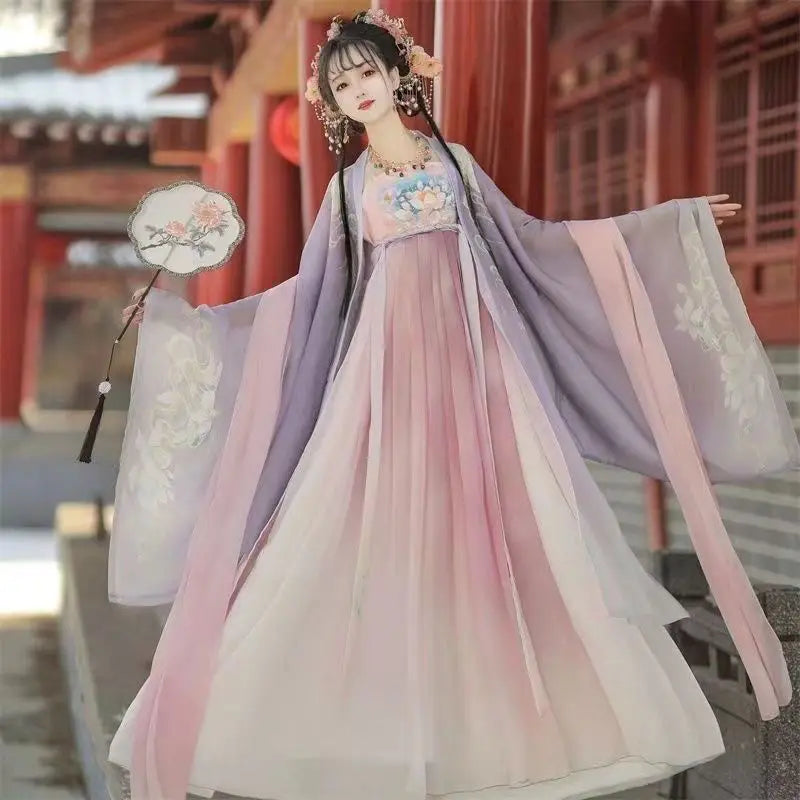 Vintage Party Fairy Dress Print Ethnic Style Stage Hanfu Dress Cosplay Costumes Traditional Chinese Clothing for Women Clothes