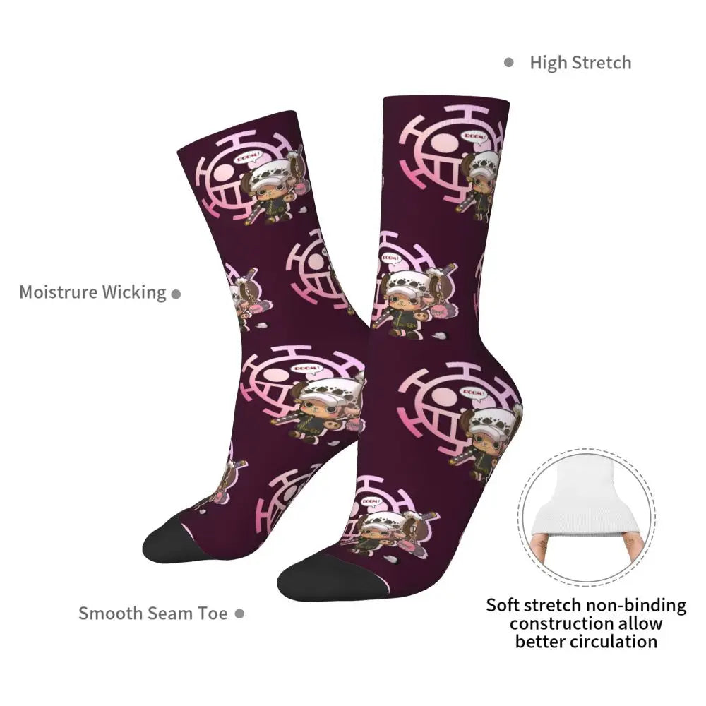 Fashion Men's Socks Harajuku Tony Tony Choppers Sock Luffys Zoros Trafalgar Law Anime Women's Socks Spring Summer Autumn Winter