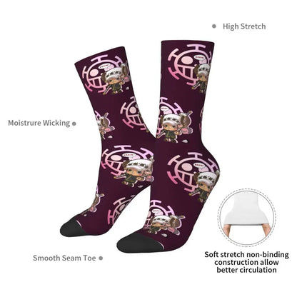 Fashion Men's Socks Harajuku Tony Tony Choppers Sock Luffys Zoros Trafalgar Law Anime Women's Socks Spring Summer Autumn Winter