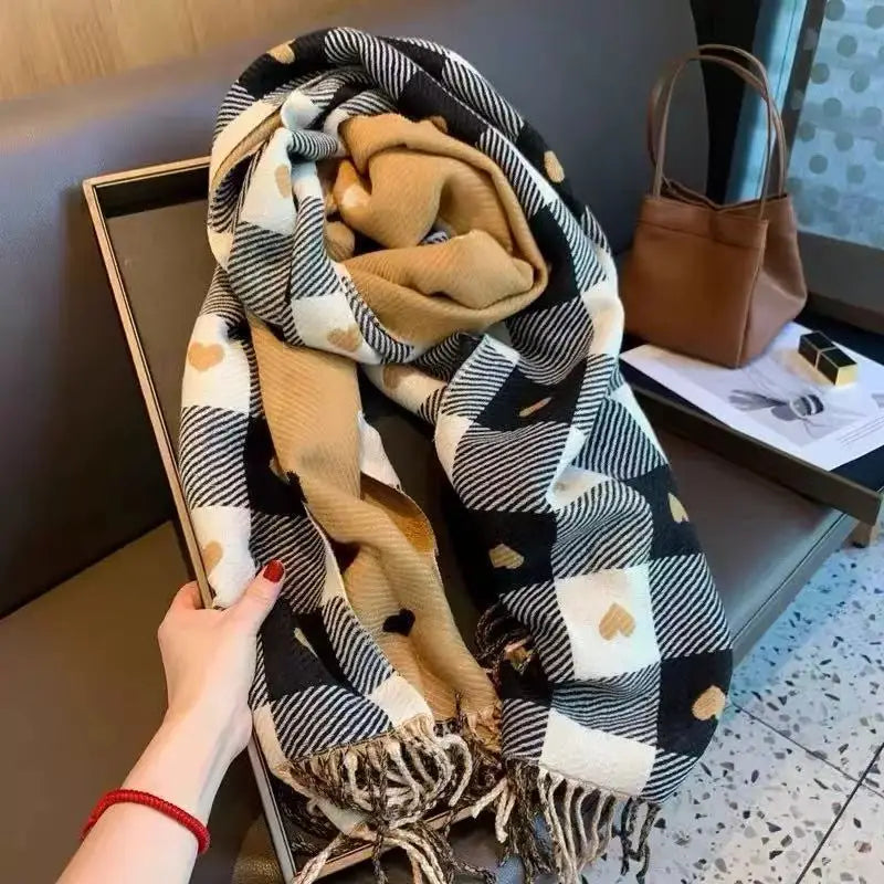 Unisex Cashmere Feel Scarf Winter Warm Soft Neck Wrap for Men Women All-Match Outdoor Hiking Scarf Decorate The Gift