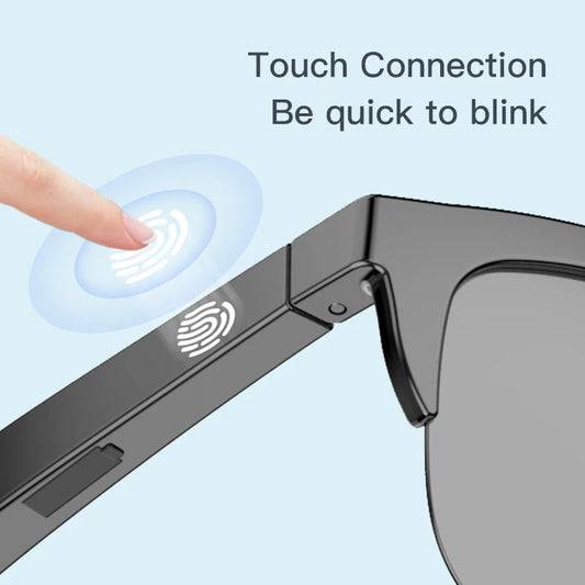 Touch Based Intelligent Bluetooth Glasses with Bone Conduction For Outdoor Sports Calls Sunglasses Business Wireless Headphones