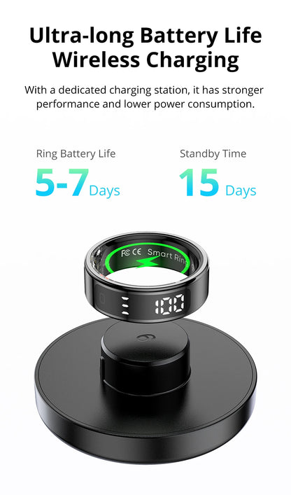 2026 COLMI R12 Smart Ring with Display Screen and Touch, Wireless Charging, Health Manager, 5 ATM Waterproof For Men Women
