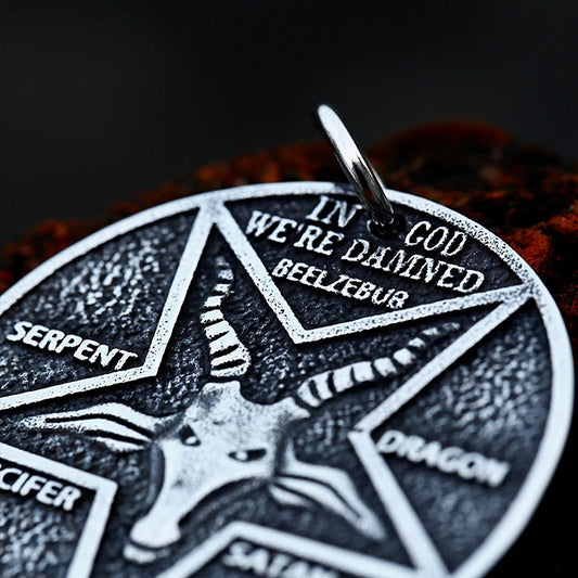 Large Size Vintage Pentagram Lucifer Pendant Stainless Steel Jesus Necklaces For Men Biker Amulet Jewelry Gift Dropshipping