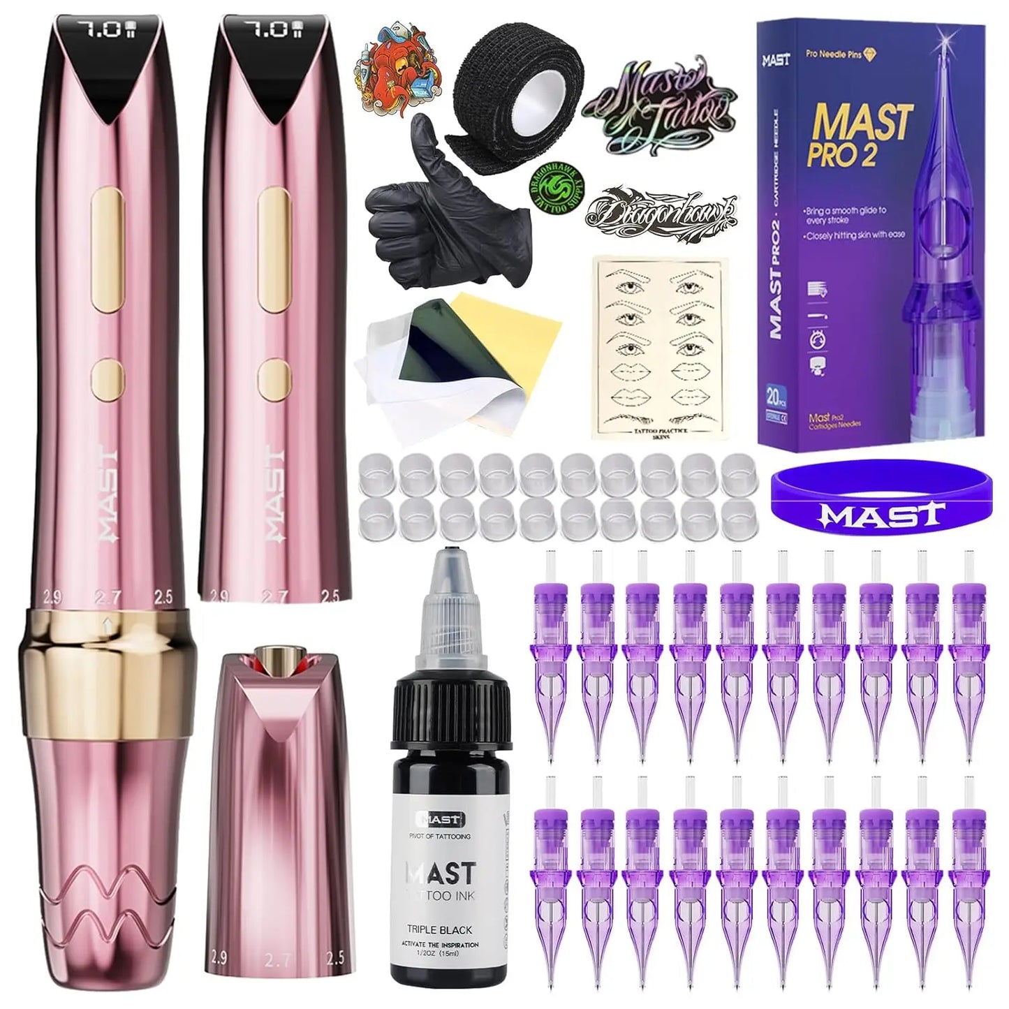 Mast P60 Wireless Tattoo Machine PMU Pen 5 Strokes Length 2.2mm - 3.2mm Permanent Makeup for Pro Artists Eyebrows Eyeliner Lip