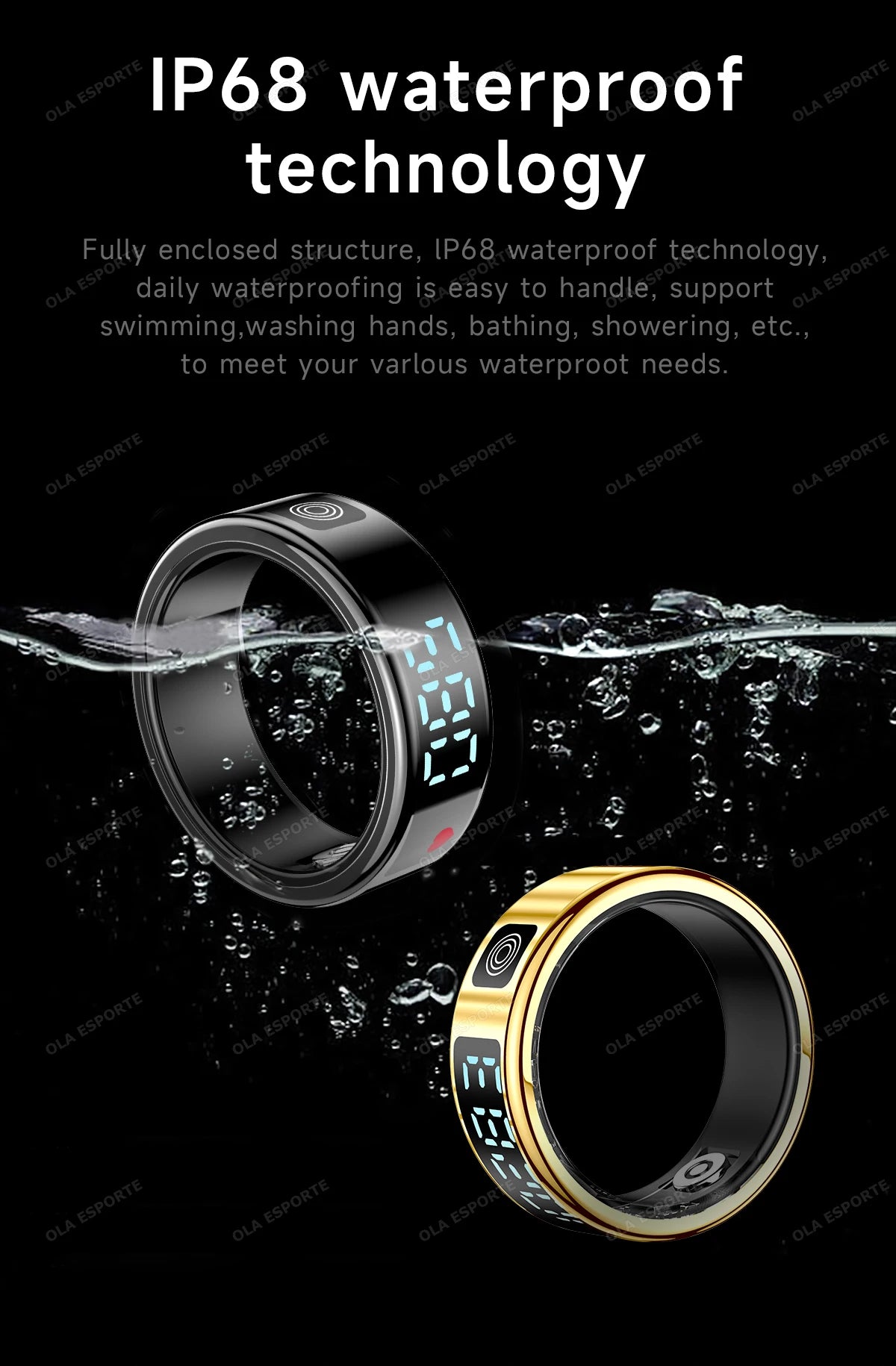 Display Screen Smart Ring Bluetooth Connection Heart Rate Sleep Monitoring Multi-function Ring Multiple Sports Modes Waterproof