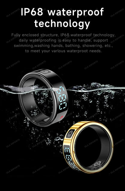 Display Screen Smart Ring Bluetooth Connection Heart Rate Sleep Monitoring Multi-function Ring Multiple Sports Modes Waterproof