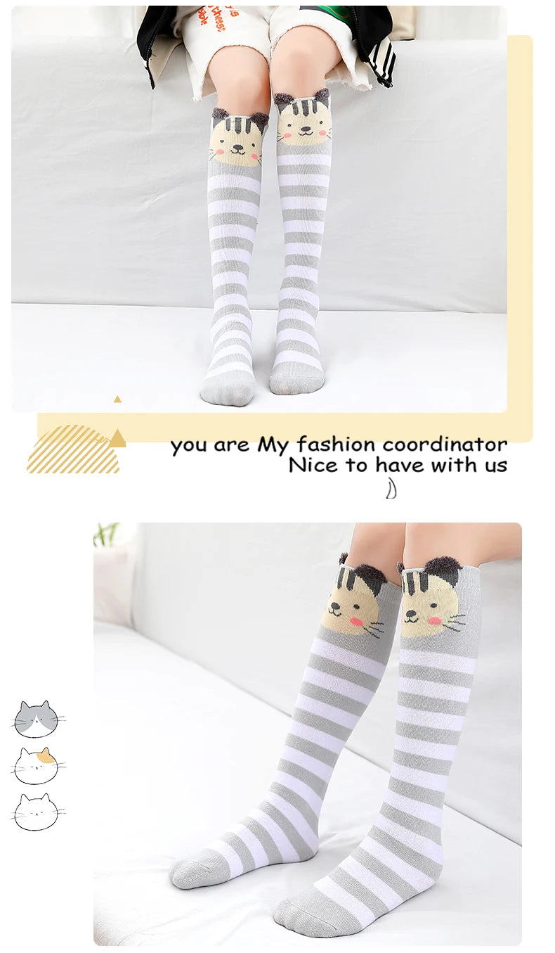 Children warmer ankle short lovely socks Cartoon Cute Kids Girl Knee High Socks infant cotton Baby Animal Over Knee Socks girls