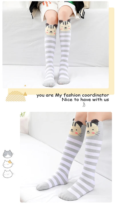 Children warmer ankle short lovely socks Cartoon Cute Kids Girl Knee High Socks infant cotton Baby Animal Over Knee Socks girls