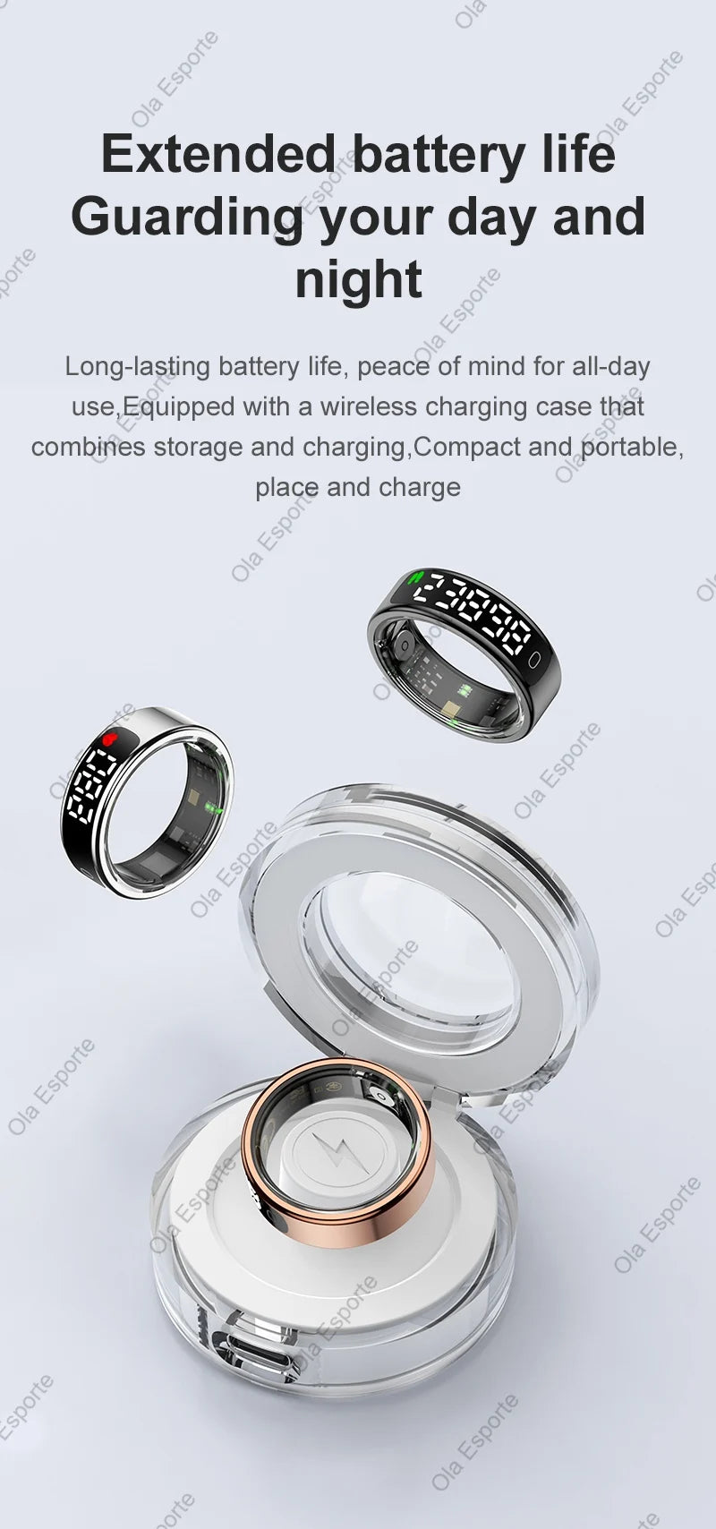 Smart Ring with Display Screen and Touch for Men Women, Health and Sleep Monitor, 5ATM Waterproof, Multi-sport Mode, Smartring