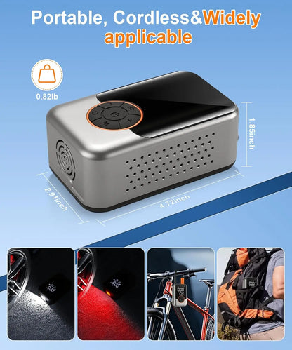 150 PSI Cordless Tire Inflator, Mini Portable Air Compressor with Digital Display & LED Light for Car Motorcycle Bicycle Balls