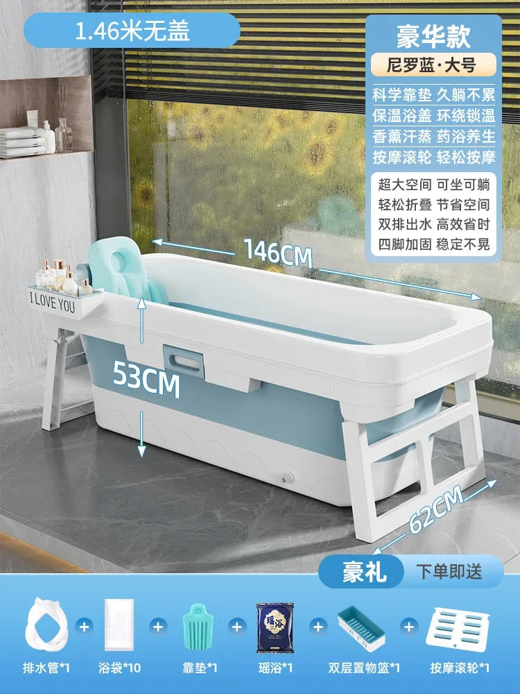 Portable Folding Bathtub for Adults hot Bath Spa Plastic Bathtubs Children Swimming pool Bucket Sauna Lid Cover House Bath Tub