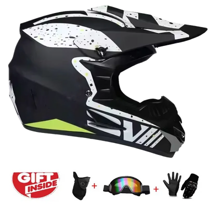 Kids Motocross Helmet Full-Face Kit - DOT & ECE Certified Motorcycle Helmet + Off-Road Goggles + Protective Gloves