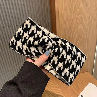 Casual Korea Houndstooth Headwrap Headbands for Women Hiar Accessories New Cotton Elastic Head Band Warm Knitted Hairbands
