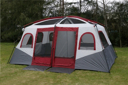6-12Persons 2Rooms Large Space Tent Glamping Tourist Outdoor Camping Family Travel Anti-storm Suncreen Luxury UV 50+ Beach Play