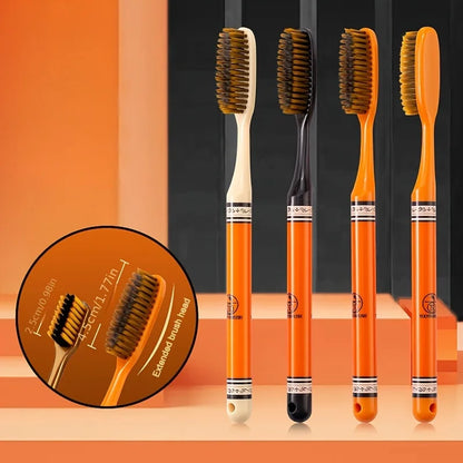 6-Pack of Accessible Luxury Long-Head Household Wide-Head Adult Ultra-Fine Soft-Bristled Toothbrush with Enlarged and Longed Couple Home Decoration Printed Handle to Care for Gums Filament Efficient Clean Fashion Design Non-S