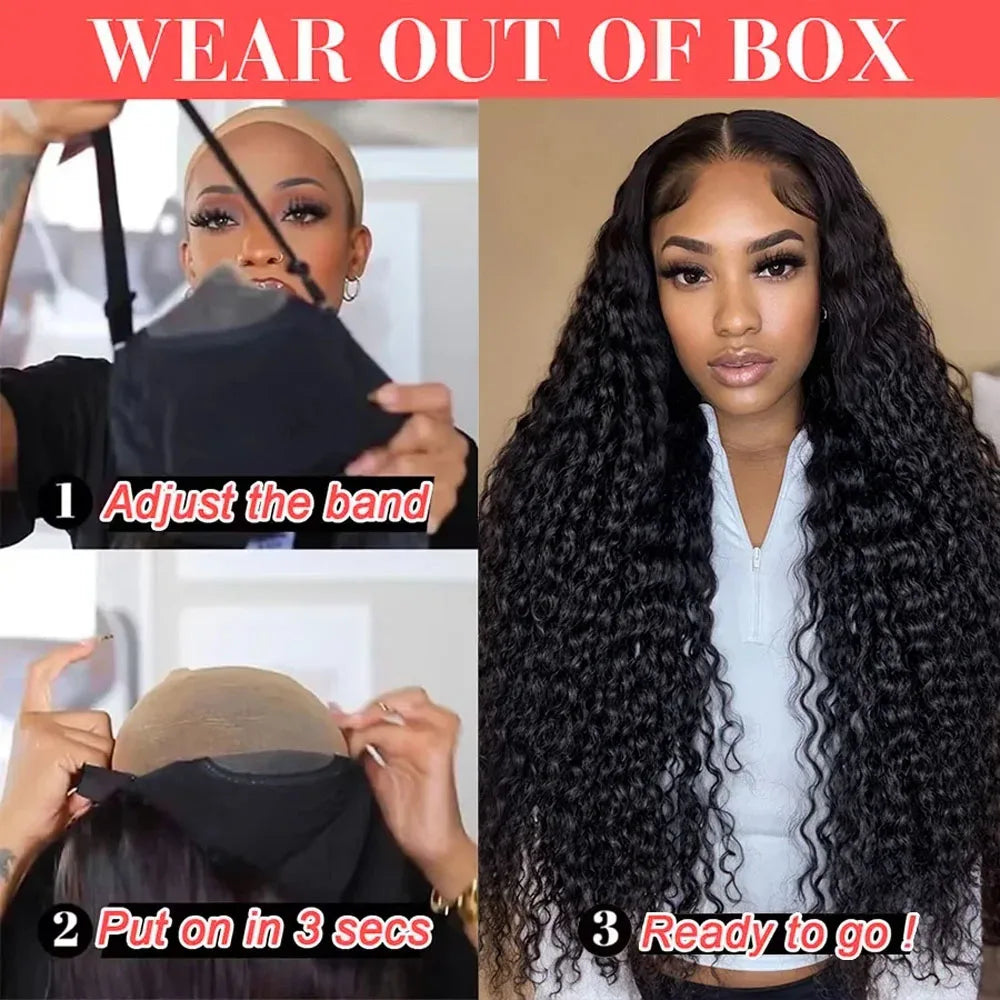 13x6 HD Lace Loose Deep Wave Frontal Wigs 42 Inch Deep Curly Lace Front Human Hair Wigs Preplucked Glueless Wig Human Hair