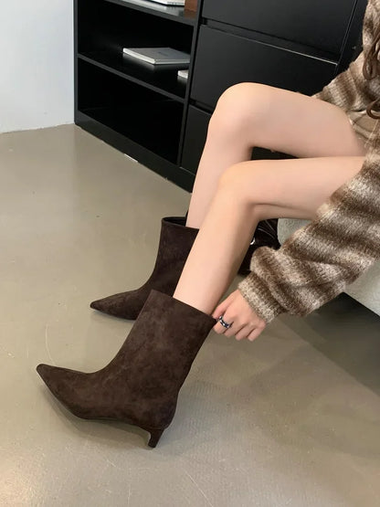 Eilyken Vintage Pointed Toe Women Ankle Boots Designer Thin Low Heel Shoes Modern Short Botas Autumn Winter Zapatos De Mujer