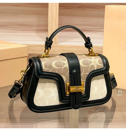Light luxury niche design contrasting color saddle bag 2025 new high-end handbag versatile single shoulder crossbody bag