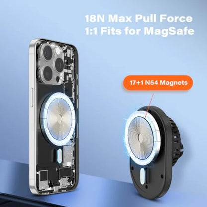 for Magsafe Car Mount Charger, QI2 15W Wireless Fast Charging Cup Holder Phone Charger - Dual Cooling System, Aluminum Alloy Tr