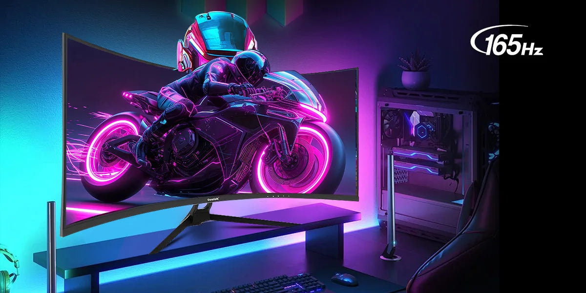 Gawfolk 34 Inch Ultrawide Curved Gaming Monitor, 1500R PC Screen 165hz UWQHD 4K, Curved Computer Screen with FreeSync, Support W