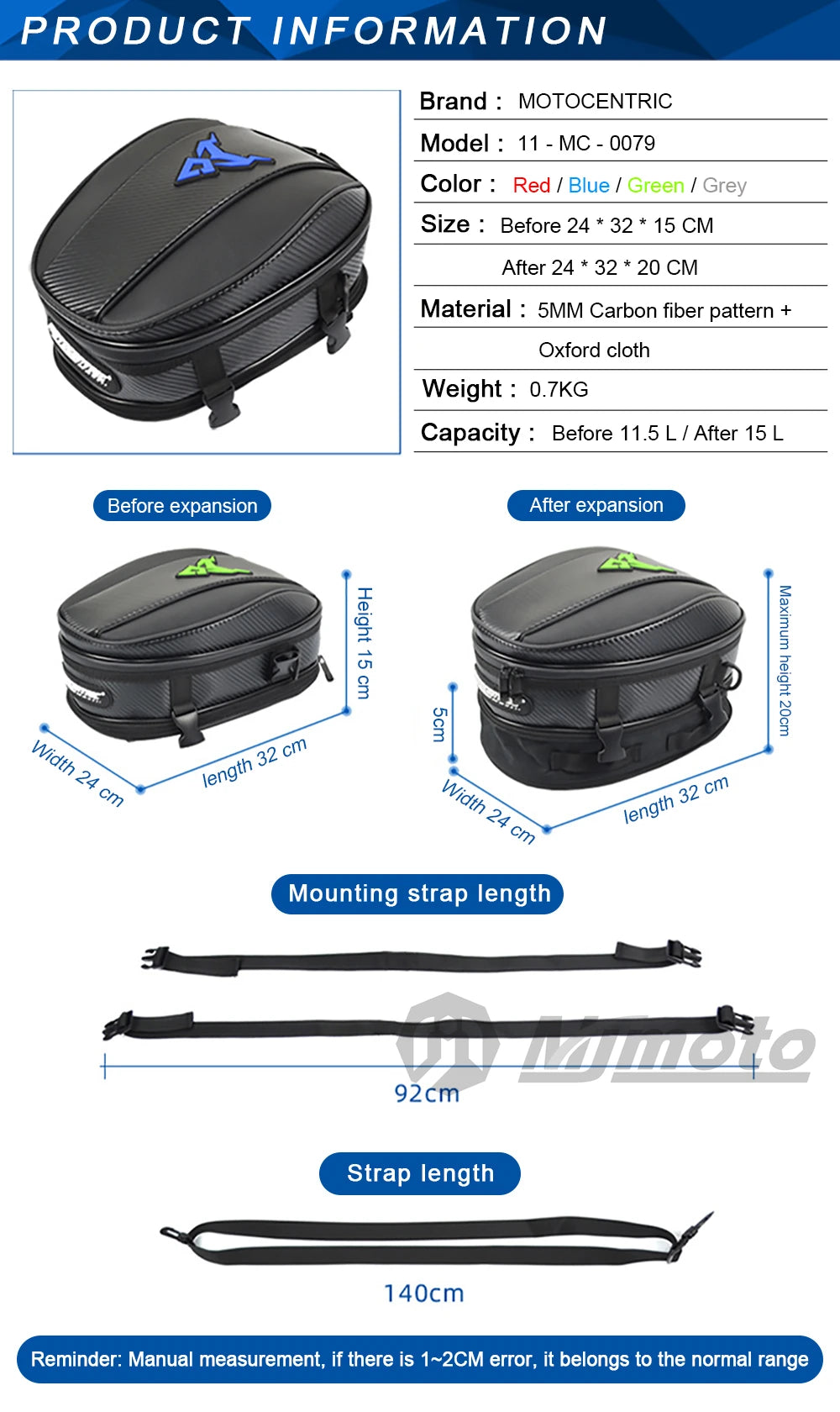 Motocentric Waterproof Motorcycle Tail Bag Multifunction Motorcycle Rear Seat Bag High Capacity Motorcycle Bag Rider Backpack
